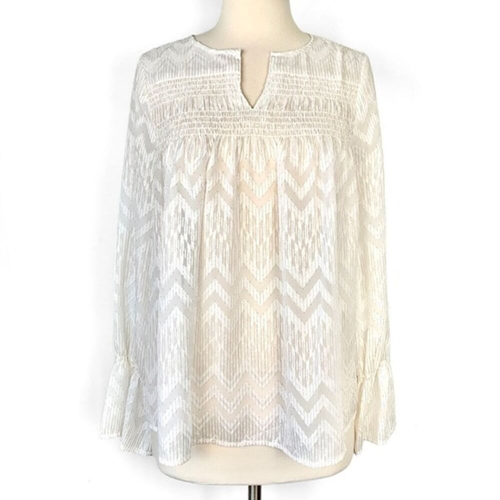 NWT Maette Lyla by Stella & Dot Gold Shimmer Sheer Blouse S